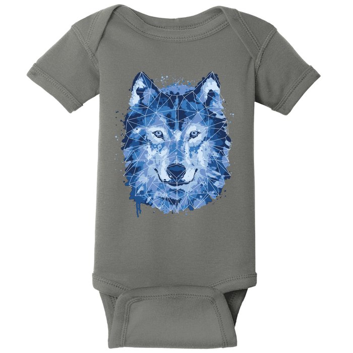 Polygon Wolf Wild Animal Baby Bodysuit