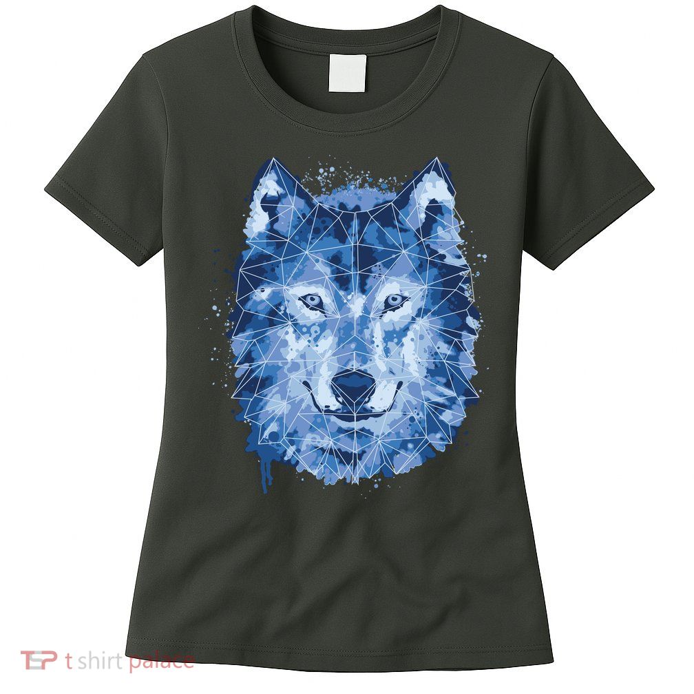 Polygon Wolf Wild Animal Womens T-Shirt