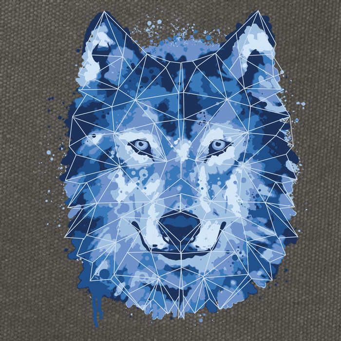 Polygon Wolf Wild Animal Cotton Canvas Backpack