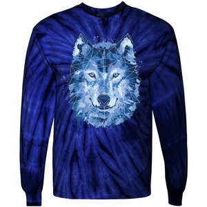 Polygon Wolf Wild Animal Tie-Dye Long Sleeve Shirt