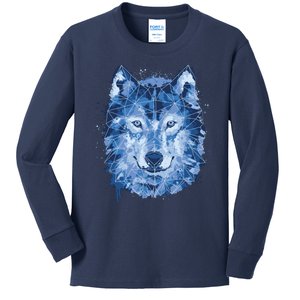 Polygon Wolf Wild Animal Kids Long Sleeve Shirt