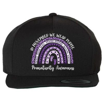 Preemie We Wear Purple Rainbow For Prematurity Awareness Cool Gift Wool Snapback Cap