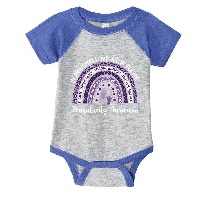 Preemie We Wear Purple Rainbow For Prematurity Awareness Cool Gift Infant Baby Jersey Bodysuit