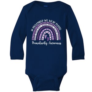 Preemie We Wear Purple Rainbow For Prematurity Awareness Cool Gift Baby Long Sleeve Bodysuit