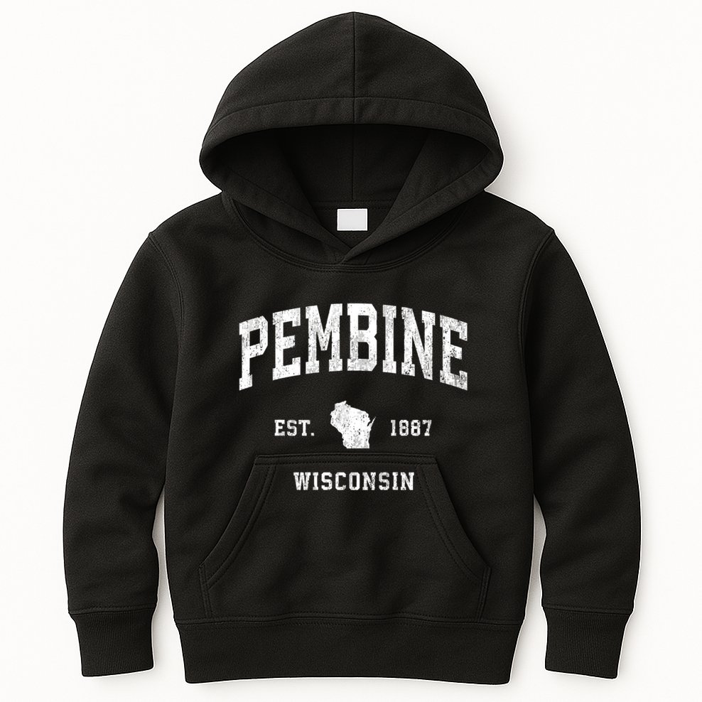 Pembine Wisconsin Wi Vintage Athletic Sports Kids Hoodie