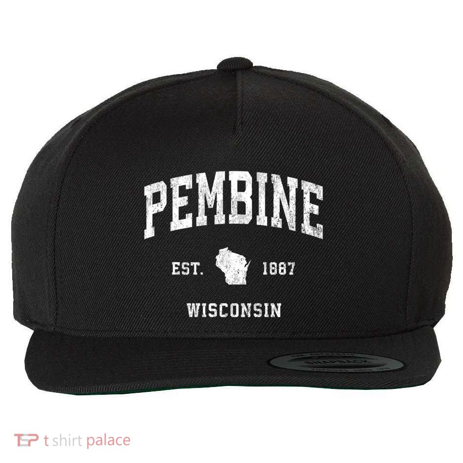 Pembine Wisconsin Wi Vintage Athletic Sports Wool Snapback Cap