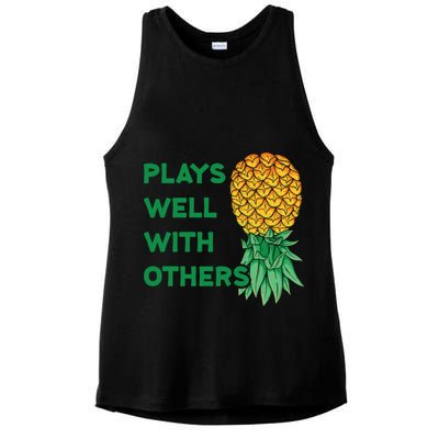 Plays Well With Others Upside Down Pineapple Meaningful Gift Polyamory Gift Ladies PosiCharge Tri-Blend Wicking Tank