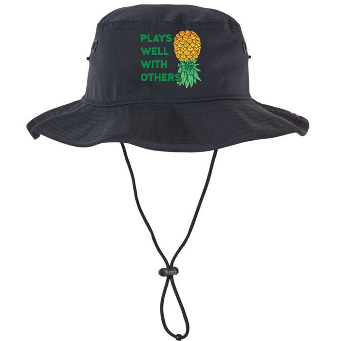 Plays Well With Others Upside Down Pineapple Meaningful Gift Polyamory Gift Bucket Hat