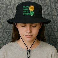 Plays Well With Others Upside Down Pineapple Meaningful Gift Polyamory Gift Bucket Hat