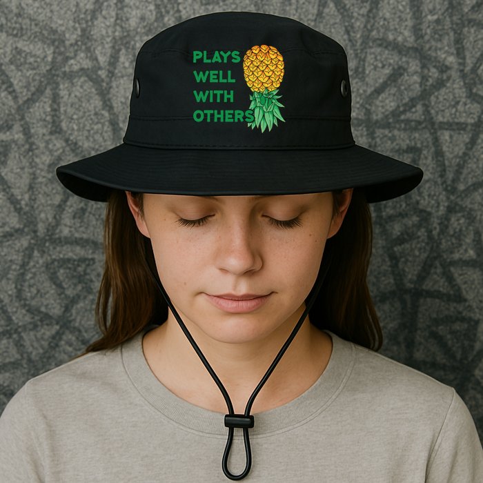Plays Well With Others Upside Down Pineapple Meaningful Gift Polyamory Gift Bucket Hat