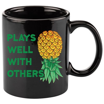 Plays Well With Others Upside Down Pineapple Meaningful Gift Polyamory Gift 11oz C Handle Ceramic Mug
