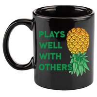 Plays Well With Others Upside Down Pineapple Meaningful Gift Polyamory Gift 11oz C Handle Ceramic Mug