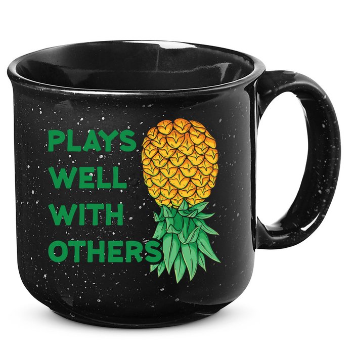 Plays Well With Others Upside Down Pineapple Meaningful Gift Polyamory Gift 15oz Campfire Ceramic Mug