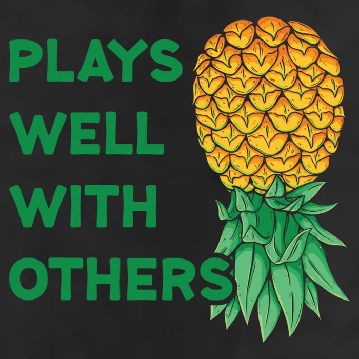 Plays Well With Others Upside Down Pineapple Meaningful Gift Polyamory Gift Golf Towel