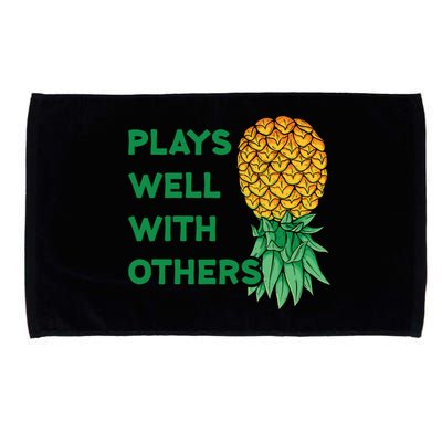 Plays Well With Others Upside Down Pineapple Meaningful Gift Polyamory Gift Microfiber Hand Towel