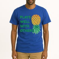 Plays Well With Others Upside Down Pineapple Meaningful Gift Polyamory Gift Tall T-Shirt