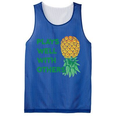 Plays Well With Others Upside Down Pineapple Meaningful Gift Polyamory Gift Mesh Reversible Basketball Jersey Tank
