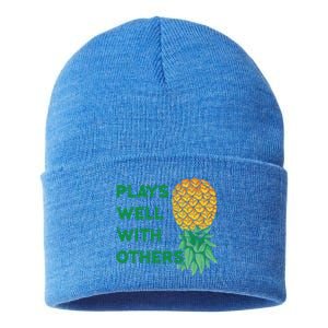 Plays Well With Others Upside Down Pineapple Meaningful Gift Polyamory Gift Sustainable Knit Beanie