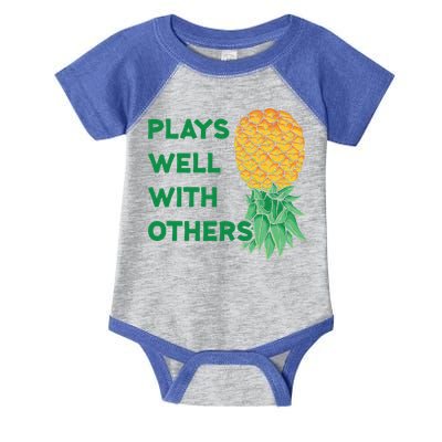 Plays Well With Others Upside Down Pineapple Meaningful Gift Polyamory Gift Infant Baby Jersey Bodysuit