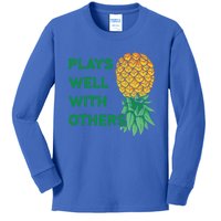 Plays Well With Others Upside Down Pineapple Meaningful Gift Polyamory Gift Kids Long Sleeve Shirt