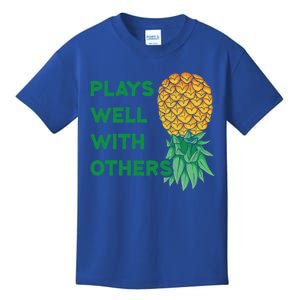 Plays Well With Others Upside Down Pineapple Meaningful Gift Polyamory Gift Kids T-Shirt