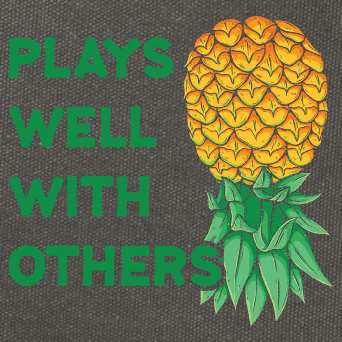 Plays Well With Others Upside Down Pineapple Meaningful Gift Polyamory Gift Cotton Canvas Backpack