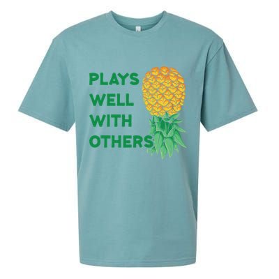 Plays Well With Others Upside Down Pineapple Meaningful Gift Polyamory Gift Sueded Cloud Jersey T-Shirt