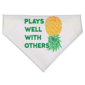 Plays Well With Others Upside Down Pineapple Meaningful Gift Polyamory Gift USA-Made Doggie Bandana