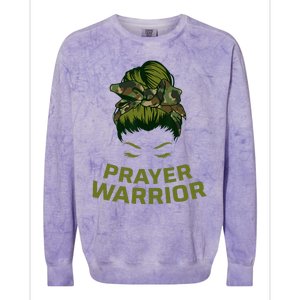 Prayer Warrior Women Camo Faith God Jesus Christian Colorblast Crewneck Sweatshirt