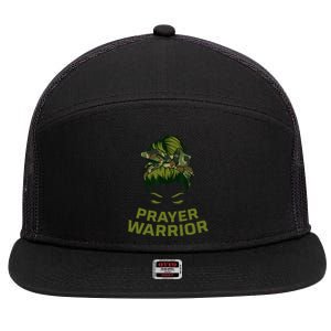 Prayer Warrior Women Camo Faith God Jesus Christian 7 Panel Mesh Trucker Snapback Hat