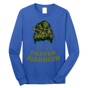 Prayer Warrior Women Camo Faith God Jesus Christian Long Sleeve Shirt