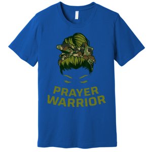 Prayer Warrior Women Camo Faith God Jesus Christian Premium T-Shirt