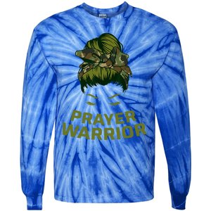 Prayer Warrior Women Camo Faith God Jesus Christian Tie-Dye Long Sleeve Shirt