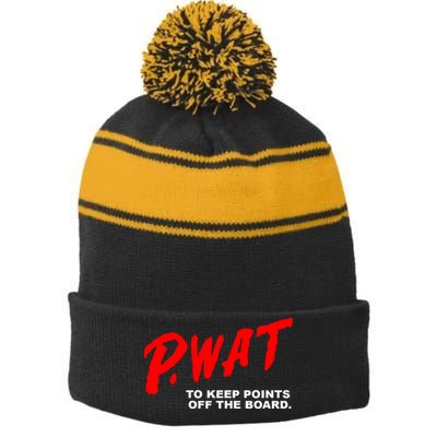 Peyton Watson Wearing P.Wat Too Keep Points Off The Board Stripe Pom Pom Beanie