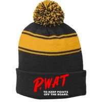 Peyton Watson Wearing P.Wat Too Keep Points Off The Board Stripe Pom Pom Beanie