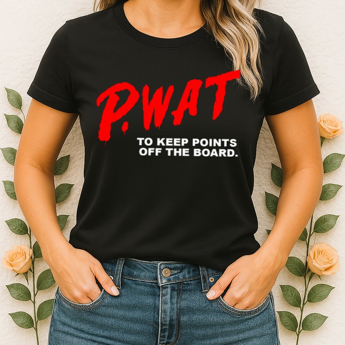 Peyton Watson Wearing P.Wat Too Keep Points Off The Board Womens T-Shirt