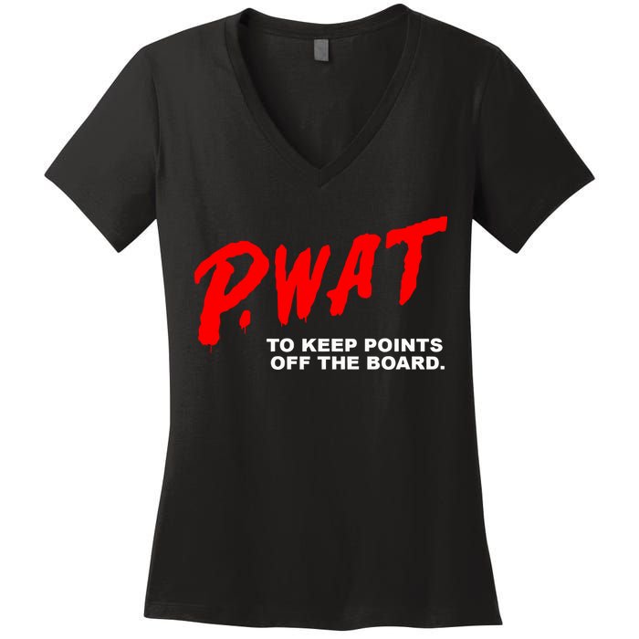 Peyton Watson Wearing P.Wat Too Keep Points Off The Board Women's V-Neck T-Shirt