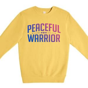 Peaceful Warrior Yoga And Meditation Distressed Gift Premium Crewneck Sweatshirt