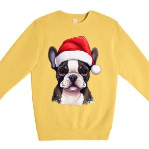 Pug Xmas Decoration Santa Hat Dog Christmas Funny Pug Premium Crewneck Sweatshirt