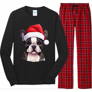 Pug Xmas Decoration Santa Hat Dog Christmas Funny Pug Long Sleeve Pajama Set