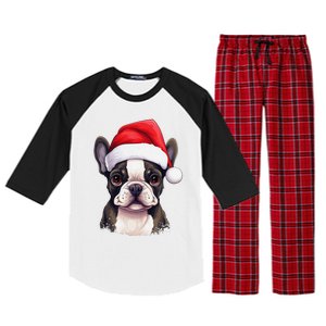 Pug Xmas Decoration Santa Hat Dog Christmas Funny Pug Raglan Sleeve Pajama Set