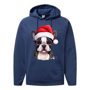 Pug Xmas Decoration Santa Hat Dog Christmas Funny Pug Performance Fleece Hoodie