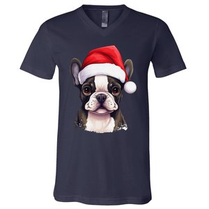 Pug Xmas Decoration Santa Hat Dog Christmas Funny Pug V-Neck T-Shirt