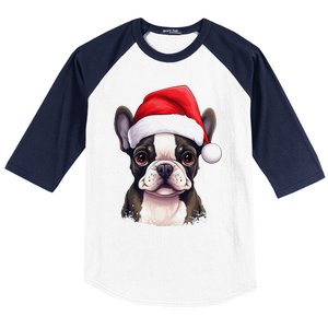 Pug Xmas Decoration Santa Hat Dog Christmas Funny Pug Baseball Sleeve Shirt