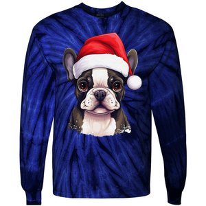 Pug Xmas Decoration Santa Hat Dog Christmas Funny Pug Tie-Dye Long Sleeve Shirt