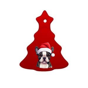 Pug Xmas Decoration Santa Hat Dog Christmas Funny Pug Ceramic Tree Ornament