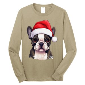 Pug Xmas Decoration Santa Hat Dog Christmas Funny Pug Long Sleeve Shirt