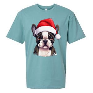 Pug Xmas Decoration Santa Hat Dog Christmas Funny Pug Sueded Cloud Jersey T-Shirt