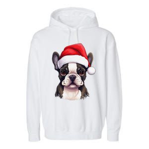 Pug Xmas Decoration Santa Hat Dog Christmas Funny Pug Garment-Dyed Fleece Hoodie