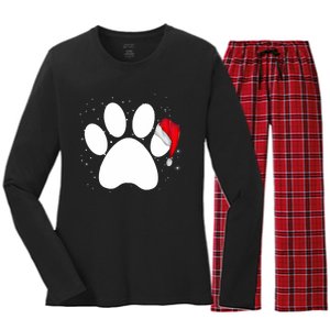 Paw Xmas Dog Christmas Funny Family Matching Outfits Dogs Women's Long Sleeve Flannel Pajama Set 